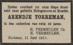 Torreman Arentje 1875-1917 (VPOG 12-06-1917 rouwadvert. 2).jpg